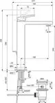Waschbeckenarmatur mit Hebel, designed von Ideal Standard. Zeichnung zeigt Maße und Montageanleitung, inklusive verschiedenen Anschlussmöglichkeiten und Spezifikationen.